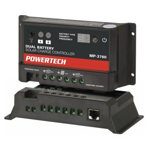 PowerTech PWM Solar Charge Controller LED Gauge 12/24V 10A Dual Battery MP3760