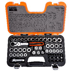 Bahco Pass-Through Socket Set with Flexi Head Ratchet S530T