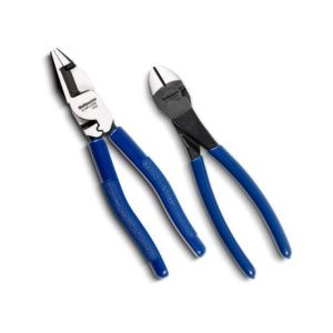 Wattmaster Linesman Pliers ELMPL225B & Cable Cutters ELMCN200B Blue Handles Twin Pack ELMPL225CN200TB