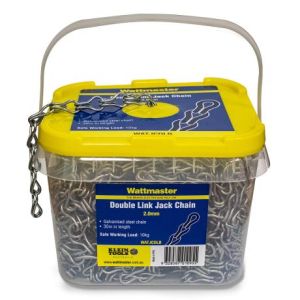 Wattmaster Jack Chain 2mm Double Link Galvanised 30m 9kg Limit WATJCDLB