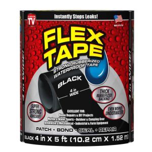 FLEX TAPE TFSBLKR0405 Strong Rubberised Waterproof 10.2cmx1.52m BLACK Patch Bond Seal TFSBLKR0405