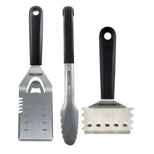 Grillman 101231 BBQ Spatula & Tongs Grill Rake Combo Set Stainless Steel 101231