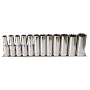 SP Tools 12PC 1/2"DR 12PT Metric Deep Socket Set W/Rail SP20340