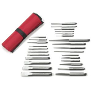 GearWrench Punch and Chisel Set 27 Piece With Tool Roll For Storage 82306