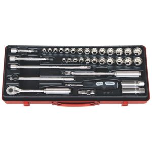 Koken 35PC 3/8"Dr Mtrc&Af Socket Set (9 22MM & 5/16" 7/8"AF) KO3279AM