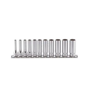 Koken 11PC 1/4"Dr 12PT 4-14MM Deep On Rail Socket Set KORS2305M/11