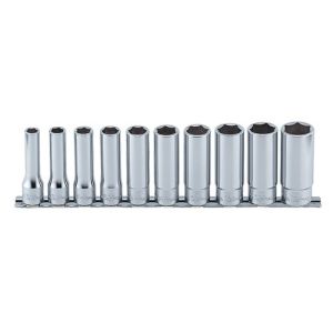 Koken Socket Set On Rail 1/2Dr 10-22MM Deep 10PC KORS4300M/10