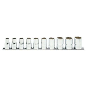 Koken 10PC 1/2"Dr 12PT Metrc Socket Set (10MM 22MM) On Rail KORS4405M/10