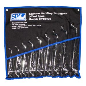 SP Tools 9PC Metric 75 Degree Offset Ring Spanner Set SP10429