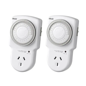 Arlec 24 Hour Analogue Timer Surge Protected 2 Pack PC729