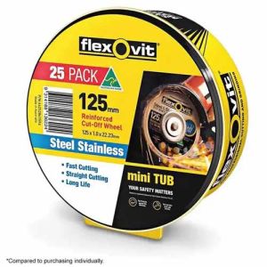 Flexovit 125x1.0mm Steel & Stainless Cut Off Disc MEGA INOX 25PK  66252841594