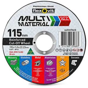 Flexovit 115x1.0mm Multipurpose Cut Off Disc MULTIMATERIAL 25Pk 66253370635