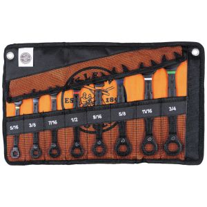 Klein 8-Piece 90-Tooth SAE Ratcheting Combo Wrench Set A-69408G