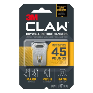 3M Claw Drywall Picture Hanger 20kg - 3 Pack 70009119184
