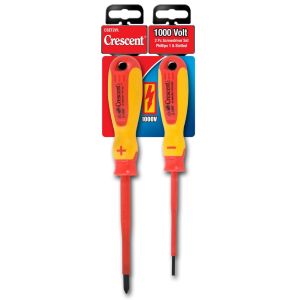 Crescent Screwdriver 1000v 2 PC Phillips -2 + 4mm Slotted Electrician's CSET2VL