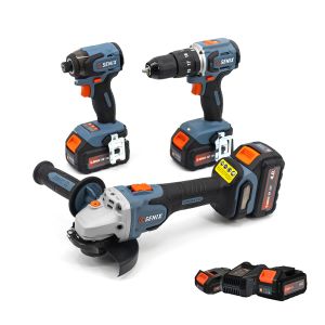 Senix X2 4.0/2.0Ah 18V 3 Piece Combo Kit S2K3B1-01