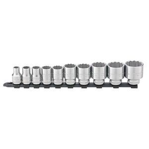 Stahlwille 10PC 10-32mm 1/2" Square Drive Socket Set on Rail SW12918/10-50