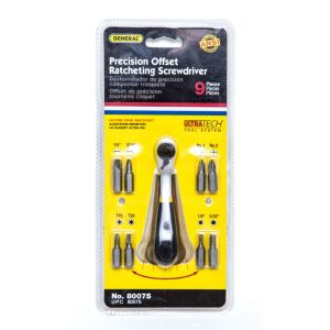 General Tools Screwdriver Set 9 Piece Ratchet Offset 80075