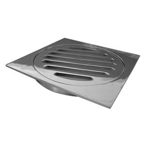 DTA Floor Drain 100mm Square 10mm Collar Chrome Plated Brass FDCBSQ100/10