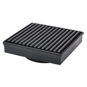 DTA Floor Drain 110mm Square 76mm Outlet S/Steel Black Grate Cover FLDR110GRB