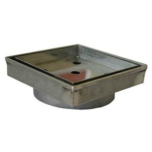 DTA Floor Drain 110mm Square 45mm Outlet S/Steel Tile-In Cover FLDR110TI-45