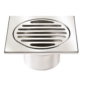 DTA Floor Drain 100mm Square 20mm Collar Chrome Plated Brass FDCBSQ100