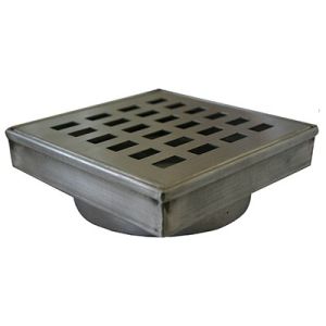 DTA Floor Drain 110mm Square 76mm Outlet S/Steel Rectangle Cover FLDR110RE