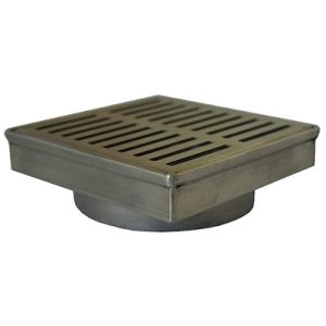 DTA Floor Drain 110mm Square 76mm Outlet S/S Long Rectangle Cover FLDR110LR