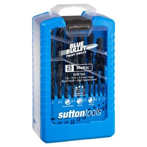 Sutton Tools 25 Piece Metric Jobber Drill Set HSS D102SM3 – Blue Bullet 1–13mm x 0.5mm Increments