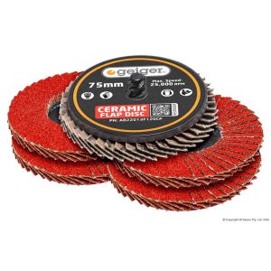 Geiger 3" Quick-Lock Ceramic Flap Disc Pack - 60 Grit AB22013F60CP