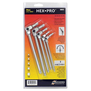 Bondhus 5 PC Chrome Star Hex-Pro T25-T50 Roy BD00055