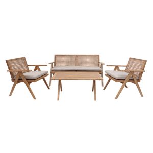 Bordeaux 4 Piece Acacia Wood & Cane Webbing Lounge Set 41666.0045