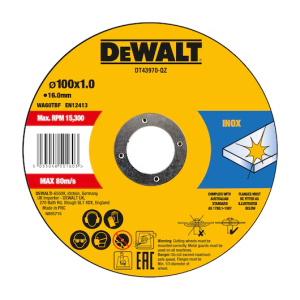 DeWALT 100 x 1 x 16mm Thin Metal Cutting Disc 10 Pack DT43970-QZ