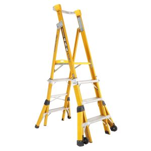 Gorilla Adjustable height platform ladder 1.5-1.8 (4-5-6ft) Fibreglass 150kg Industrial FPL0406-I