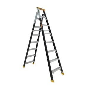 Gorilla Dual Purpose Ladder 8 Step 2.35-4.35m Pro-Lite Fibreglass 150kg Industrial FDM008-PRO