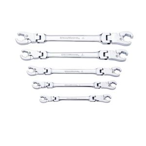 GearWrench 89100 Wrench Set 5 Piece Ratcheting Flex Head Flare Nut SAE