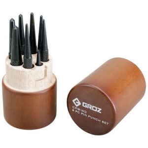 Groz Centre Punch Set Wooden Case 8 Pce GZ-25120