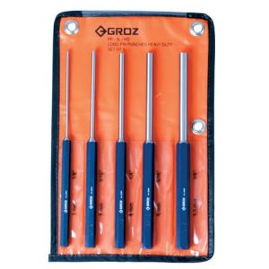 Groz Pin Punch Set Hex Shank 200MM 5 Pce GZ-25655