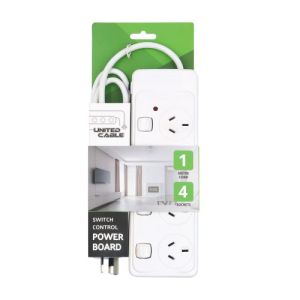 United Cable 4-Outlet Power Board W/Surge Protection - White HEB-EPB04-SW
