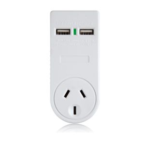 CLSOL 10A 1 Way 2 USB Ports Surge Protected Vertical Adaptor HEB-UCA331A-2