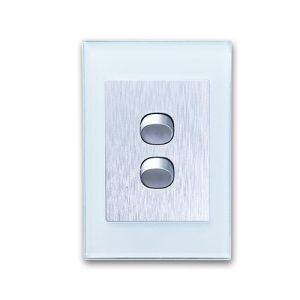 CLSOL 10A 250V Ocean Blue Glass 2 Gang 2 Way Wall Switch HES-DG05K-S02
