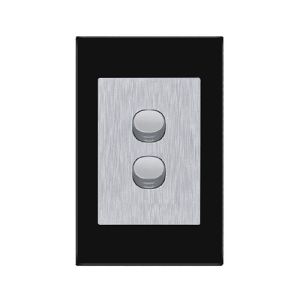 CLSOL 10A 250V Black Glass 2 Gang 2 Way Wall Switch HES-DG05K-S02BK