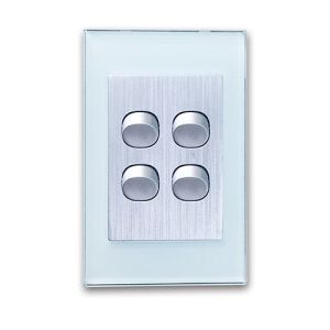 CLSOL 10A 250V Ocean Blue Glass 4 Gang 2 Way Wall Switch HES-DG05K-S04