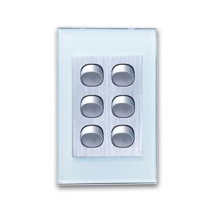 CLSOL 10A 250V Ocean Blue Glass 6 Gang 2 Way Wall Switch HES-DG05K-S06