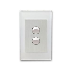 CLSOL 10A 250V White Glass 2 Gang 2 Way Wall Switch HES-DG06K-S02