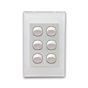 CLSOL 10A 250V White Glass 6 Gang 2 Way Wall Switch HES-DG06K-S06