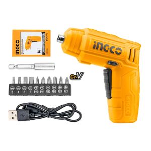 INGCO HTP-CSDLI0402 Cordless Screwdriver With Bits 4v Li-ion USB Lead HTP-CSDLI0402