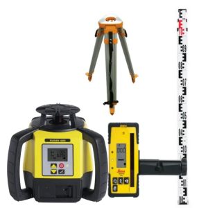 Leica Rugby 680 Laser Level Combo Kit with Rod-Eye 160 Receiver Li-Ion Battery Aluminium Tripod and 5m Staff LG6006010KIT
