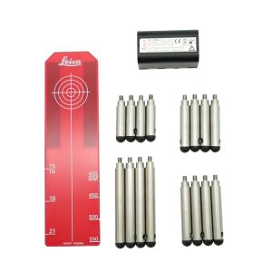 Leica Piper Accessory Combo Kit Red with GEB221 Battery 4 Set Legs and Long Target Insert LG748900