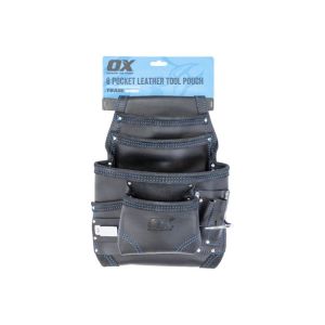 OX Trade Black Leather 8 Pocket Tool Pouch OX-T265603